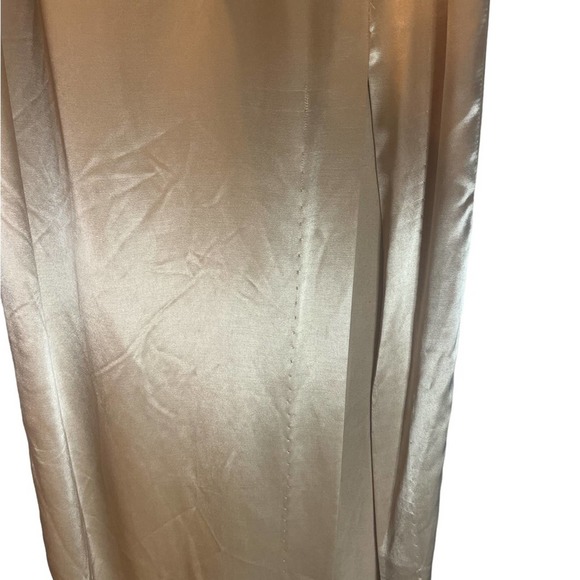 Vtg Jessica McClintock Gunne Sax Nude Satin Flower Strap Maxi Slip Dress XS/S - Picture 7 of 7